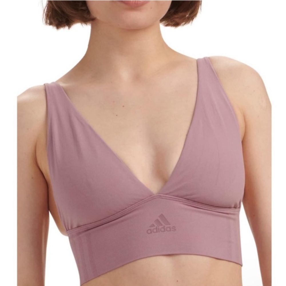 NWT Adidas Mauve Plunge Longline Lounge Micro Stretch Seamless Bralette Sz S